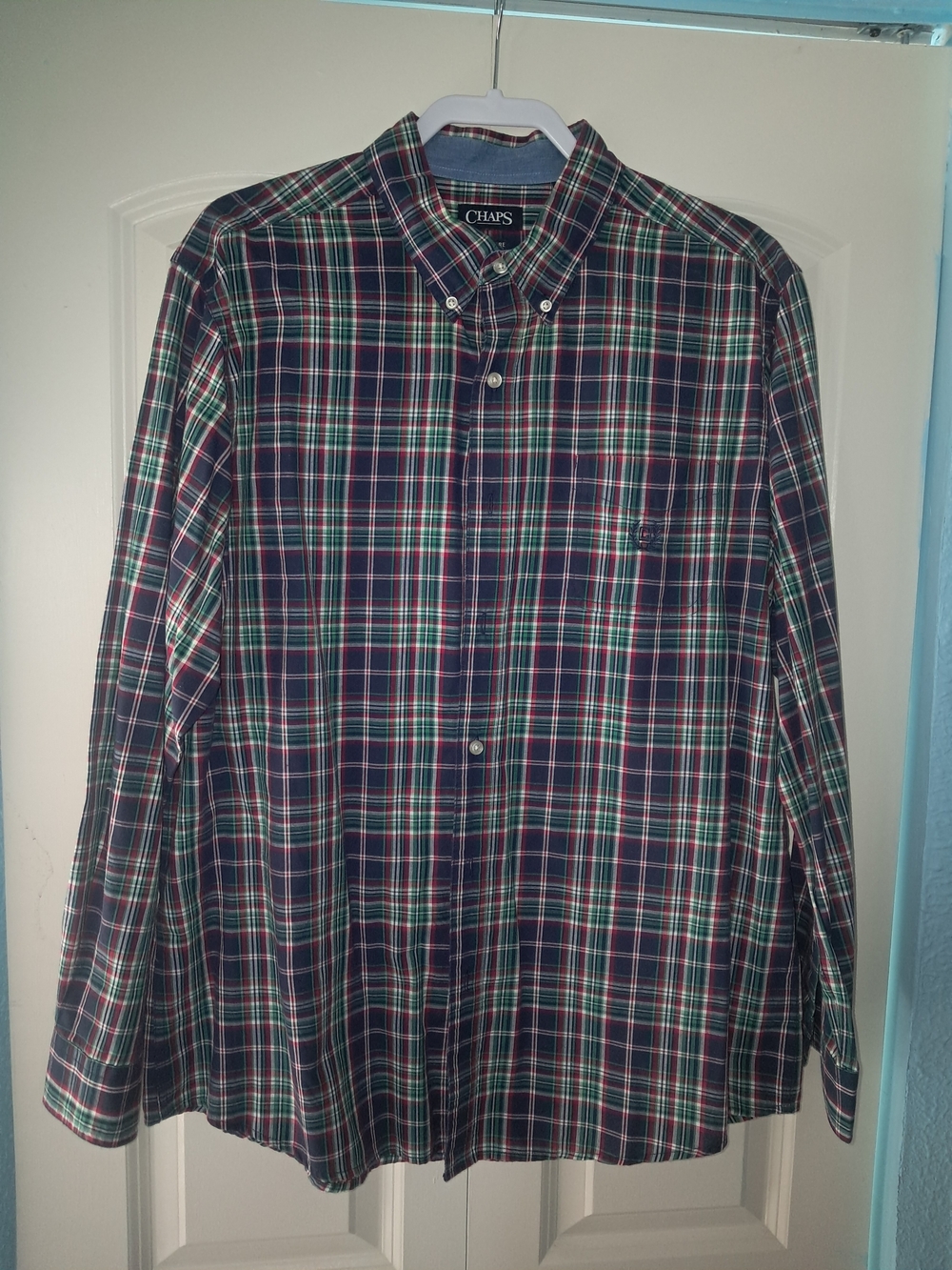 Chaps Men's Navy Plaid Button-Down Shirt
